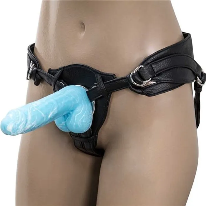 Addiction Dildos Luke 75in Glow in the Dark Dildo w Balls Blue