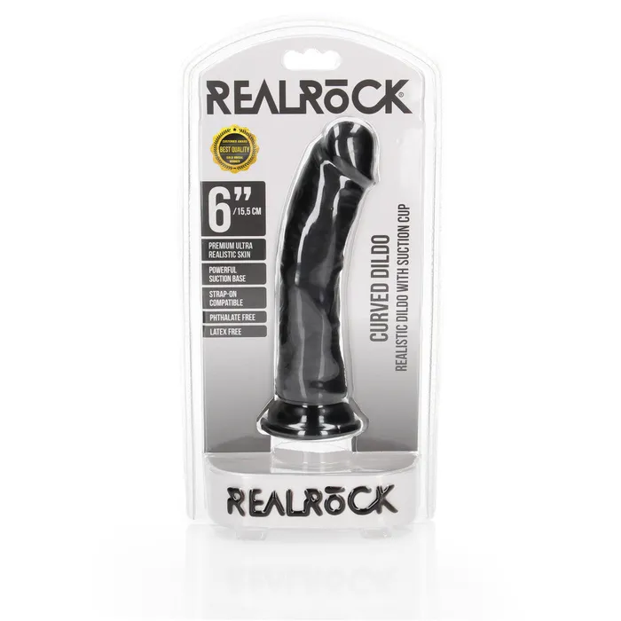 Shots Toys Dildos Realistic dildo Real Rock Curved 6 black
