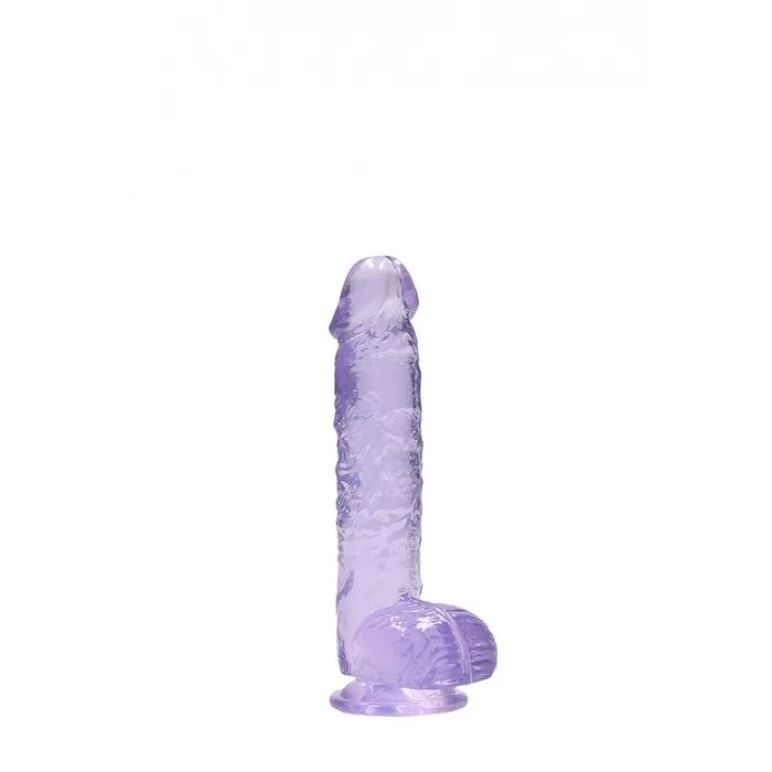 Shots Toys Female Sex Toys Realistic dildo with testicles Crystal Clear 17 cm purple