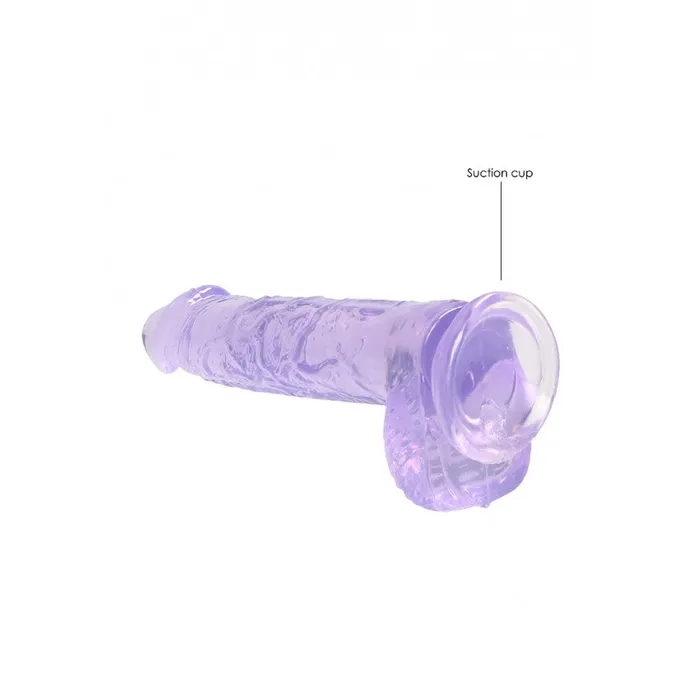 Shots Toys Female Sex Toys Realistic dildo with testicles Crystal Clear 17 cm purple