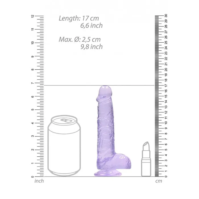 Shots Toys Female Sex Toys Realistic dildo with testicles Crystal Clear 17 cm purple