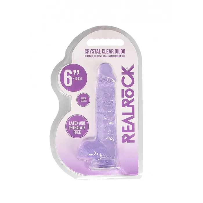 Shots Toys Female Sex Toys Realistic dildo with testicles Crystal Clear 17 cm purple