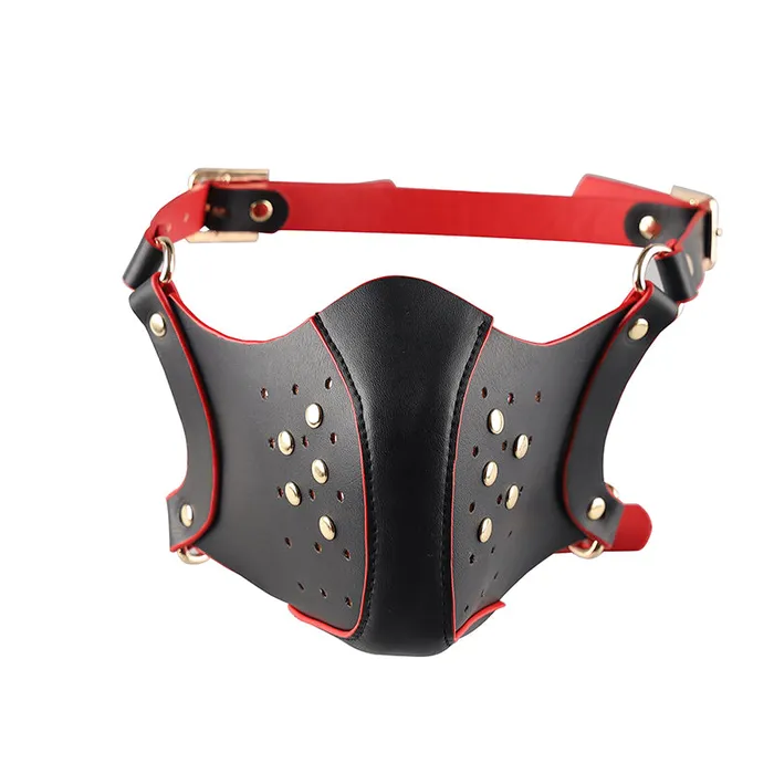 Couples RYSC BDSM Fetish Half Face Mask Cosplay Bondage Hood Black